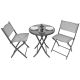 9. BALCONY FURNITURE SET ROUND TABLE AND 2 FOLDING CHAIRS GRAY