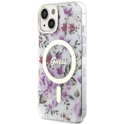 2. Guess GUHMP14MHCFWST iPhone 14 Plus 6.7" transparent hardcase Flower MagSafe