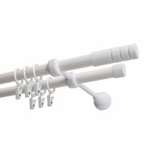 Double Curtain Rod Ø 19 mm, White, 320 cm TECHNO with Rings KOWALSKI
