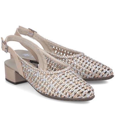 5. Women's metallic beige sandals Rieker 47078-90