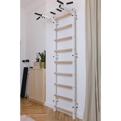 5. WOODEN AND METAL GYMNASTIC WALL BAR WITH METAL BAR BENCHK 721W
