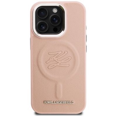 3. Karl Lagerfeld Initial & Metal Logo MagSafe Case for iPhone 16 Pro Max - Pink