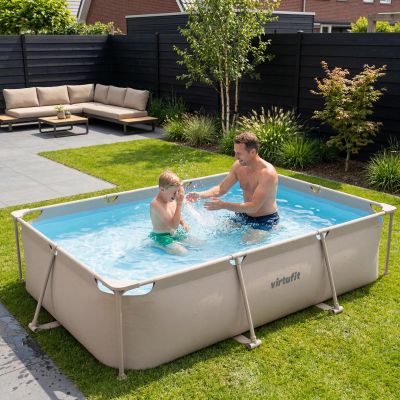 4. VIRTUFIT RECTANGULAR SWIMMING POOL 300 x 210 CM WITH FILTER PUMP BEIGE