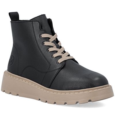 Women's leather ankle boots on a black platform Rieker 70405-01