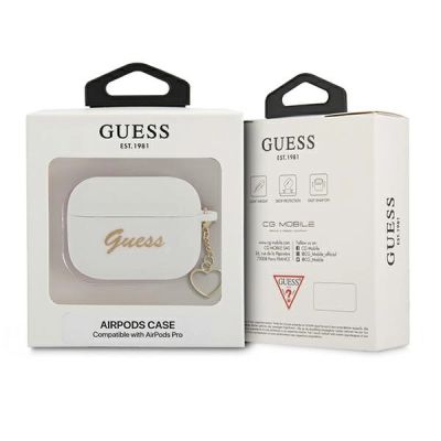 3. Guess GUAPLSCHSH AirPods Pro cover white/white Silicone Charm Heart Collection