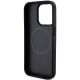 7. DKNY Leather Printed Pattern Metal Logo MagSafe Case for iPhone 15 Pro Max - Black