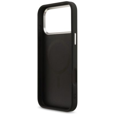 7. Guess 4G Triangle Logo MagSafe Case for iPhone 17 Pro Max / 18 Pro Max - Black & Silver
