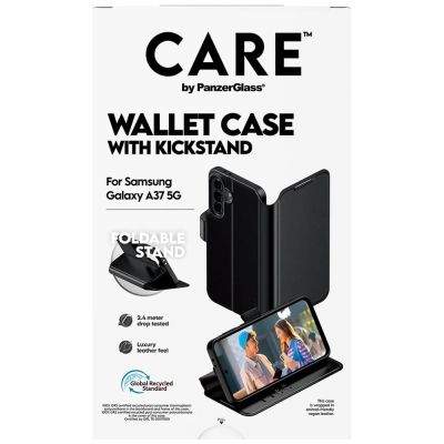 3. CARE by PanzerGlass Feature Wallet Kickstand Case for Samsung Galaxy A37 - Black