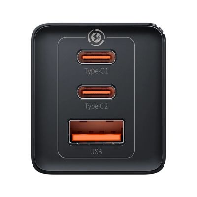 4. GaN 2xUSB C 1xUSB 65W fast charger Baseus GaN5 Pro + USB C - USB C 100W cable - black
