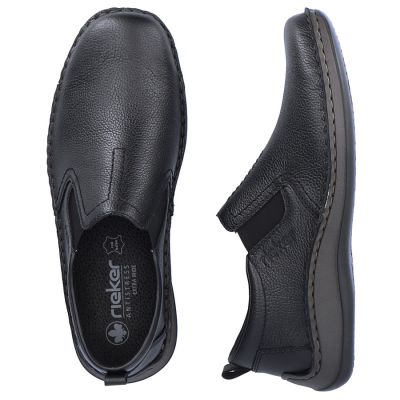 3. Rieker 05264-00 Men's Black Leather Slip-On Shoes
