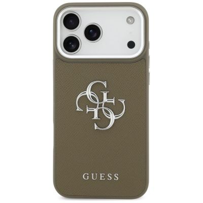 3. Guess Grained Big 4G Classic Logo Case for iPhone 17 Pro Max - Brown