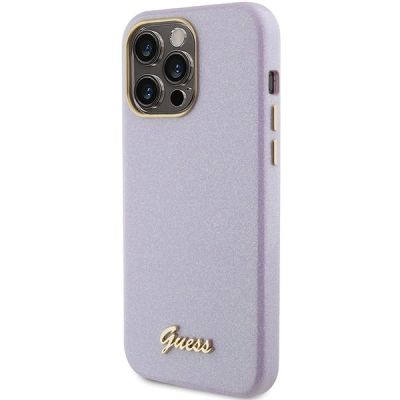 2. Guess Glitter Glossy Script case for iPhone 15 Pro Max - lilac