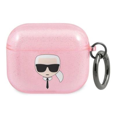 Karl Lagerfeld Glitter Karl's Head Case for AirPods 3 - Pink