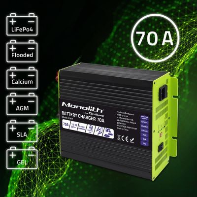 2. Qoltec Monolith 51917 intelligent professional charger for LiFePO4 AGM GEL SLA batteries | 70A | 12V | Fast charging