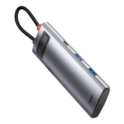 4. Baseus Metal Gleam Series multifunctional USB HUB 7in1 Type C HDMI TF PD card reader gray (WKWG020113)