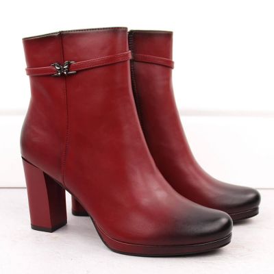2. Women’s Red Insulated Block-Heel Ankle Boots M.Daszyński AF125-22