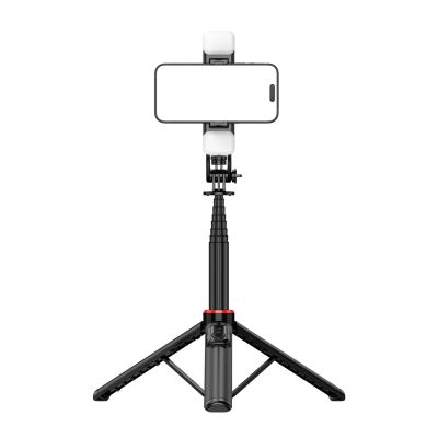 13. Selfie stick WC12YDS 1.3m aluminum alloy telescopic tripod with dual lamp and phone holder - black