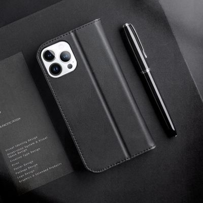 12. Dux Ducis Hivo Leather Flip Cover Genuine Leather Wallet for Cards and Documents iPhone 14 Pro Brown