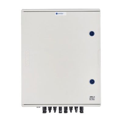 DCAC hermetic IP66 EMITER connection box with Dehn 1000V DC surge arrester type 2, 6 x PV string, 6 x MPPT // Dehn AC limiter type 2, 100A 3-Phase, FR 100A, phase signal + socket