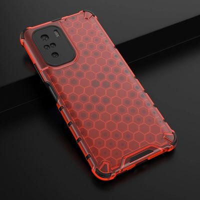 4. Honeycomb Case armor cover with TPU Bumper for Xiaomi Redmi K40 Pro+ / K40 Pro / K40 / Poco F3 red