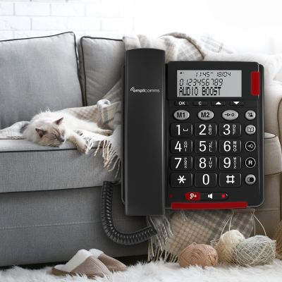 5. amplicomms Bigtel 48 Plus Analog Phone Caller Name and ID Dark Gray