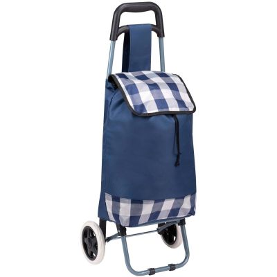 8. TROLLEY SHOPPING BAG ON WHEELS WITH FRAME 31L BLUE WHITE