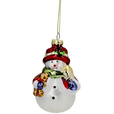2. MOLDED GLASS SNOWMAN CHRISTMAS BAUBLE 11 CM SASKA GIFT & DECOR