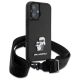 3. Karl Lagerfeld Saffiano Karl&Choupette Metal Pin CBDY Strap iPhone 16 Case - Black