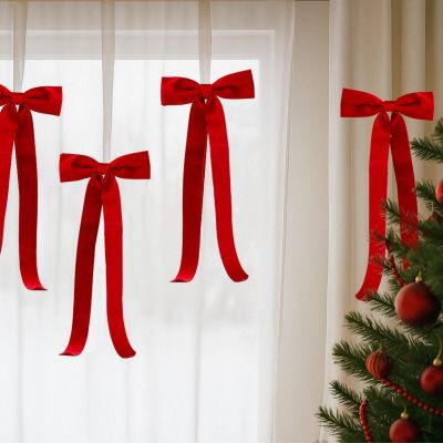 5. DECORATIVE RED BOWS 2x19x48CM 4 PCS MICA