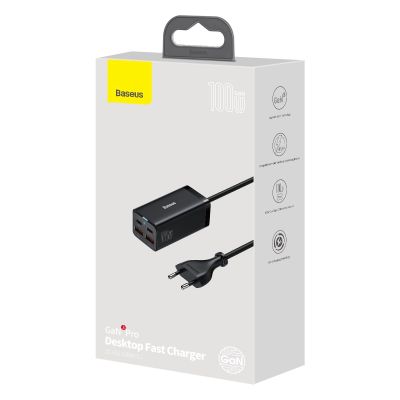 20. Baseus GaN3 Pro fast universal GaN charger 2 x USB Type C / 2x USB 100W PD3.0, QC4.0 +, AFC black (CCGP000101)