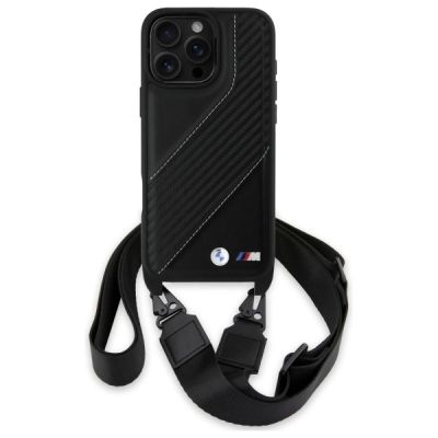 2. BMW M Edition Carbon Stripe & Strap Case for iPhone 16 Pro Max - Black