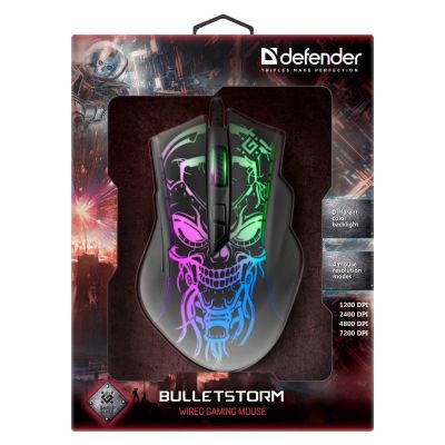 5. Defender Wired Gaming Mouse Bulletstorm GM-928 Optical 7200 DPI 7P 52928