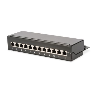 7. Digitus Desktop Patch Panel 12x RJ45, LSA level, cat.6A, shielded, black, cable guide