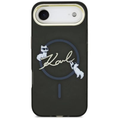 4. Karl Lagerfeld IML Choupettes Karl Script Logo MagSafe iPhone Air Case - Black