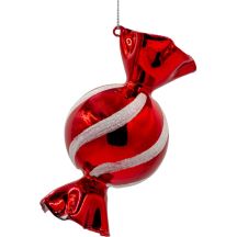 MICA RED GLASS CANDY-SHAPED CHRISTMAS BAUBLE