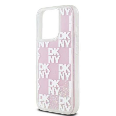 6. DKNY Liquid Glitter Multilogo iPhone 15 Pro Case - Pink