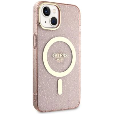 4. Guess GUHMP14MHCMCGP iPhone 14 Plus 6.7" pink/pink hardcase Glitter Gold MagSafe