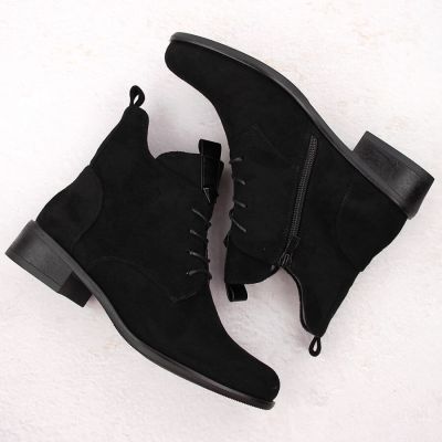 10. Women’s Lace-Up and Zip Ankle Boots, Warm-Lined, Black M.Daszyński SA198-24