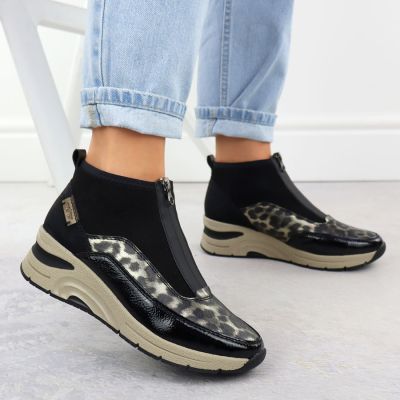 6. Women's black wedge ankle boots Rieker N9362-00