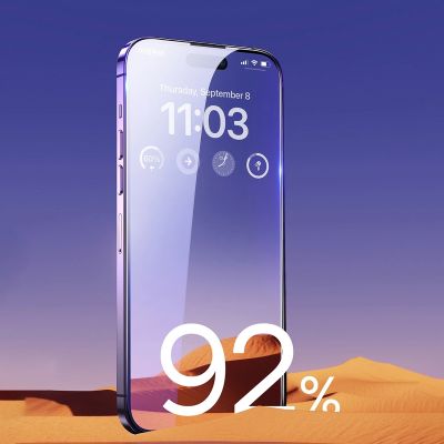 13. Baseus Full Screen Tempered Glass for iPhone 14 Pro with Speaker Cover 0.3mm + Mounting Frame