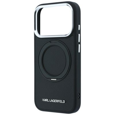 6. Karl Lagerfeld Ring Stand 360 Saffiano Classic Logo MagSafe Case for iPhone 18 Pro / 17 Pro - Black