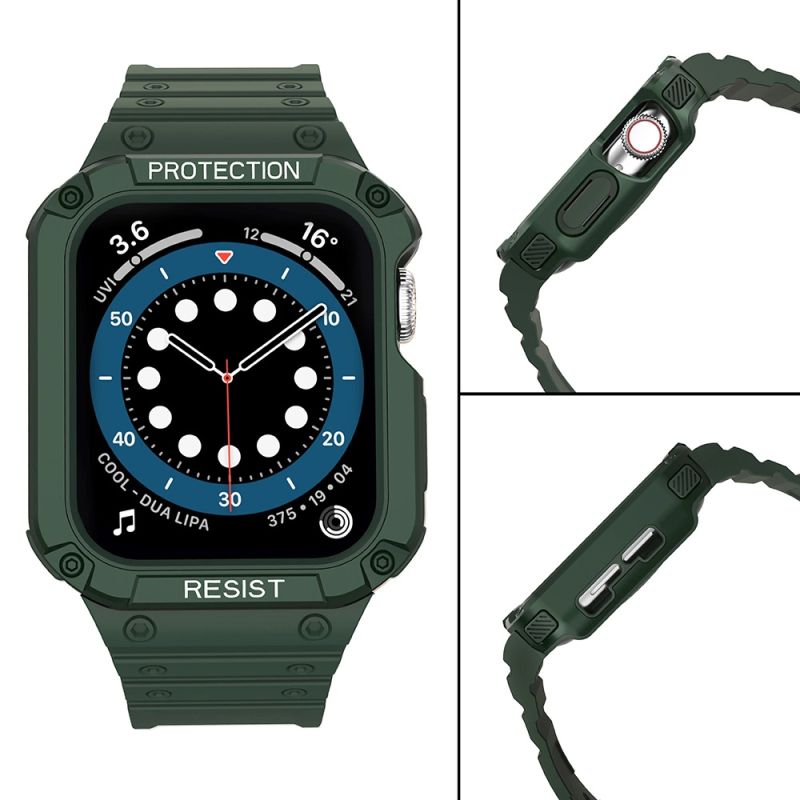 4. Protect Strap Band for Apple Watch 42/44/45mm Armored Case Strap - Green