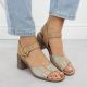 23. Women’s Beige Woven Block-Heel Sandals M.Daszyński MR24125-4