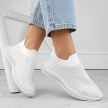 Slip-on sports shoes with rhinestones D&amp;A W OLI257B white