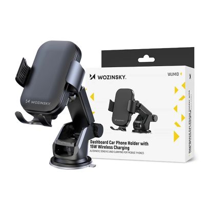 4. Wozinsky WUMID Car Dashboard Phone Holder with 15W Inductive Charger - Black