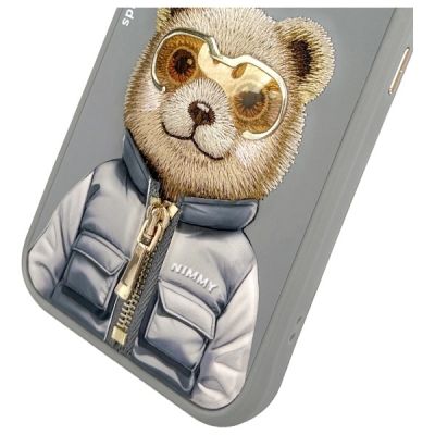 8. Nimmy Cool&Cute 2.0 Bear Case for iPhone 15 Pro Max - Gray