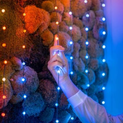 2. Twinkly Candies – 100 RGB LED Pearl Lights, Green Cable, USB-C