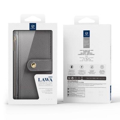 12. Dux Ducis Lawa Leather Case for iPhone 16 Pro Max with Detachable Magnetic Wallet - Gray