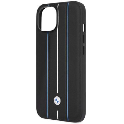 6. Case BMW BMHCP14S22RVSK iPhone 14 6.1" black/black hardcase Leather Stamp Blue Lines