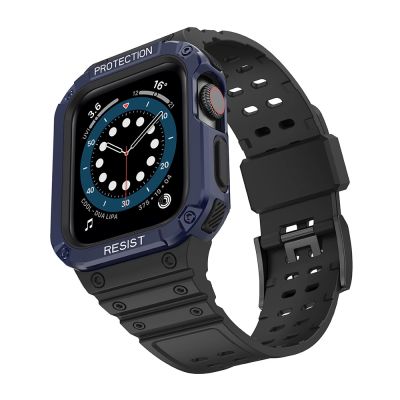 2. Protect Strap Band for Apple Watch 42/44/45mm Armored Case Strap - Black, Blue
